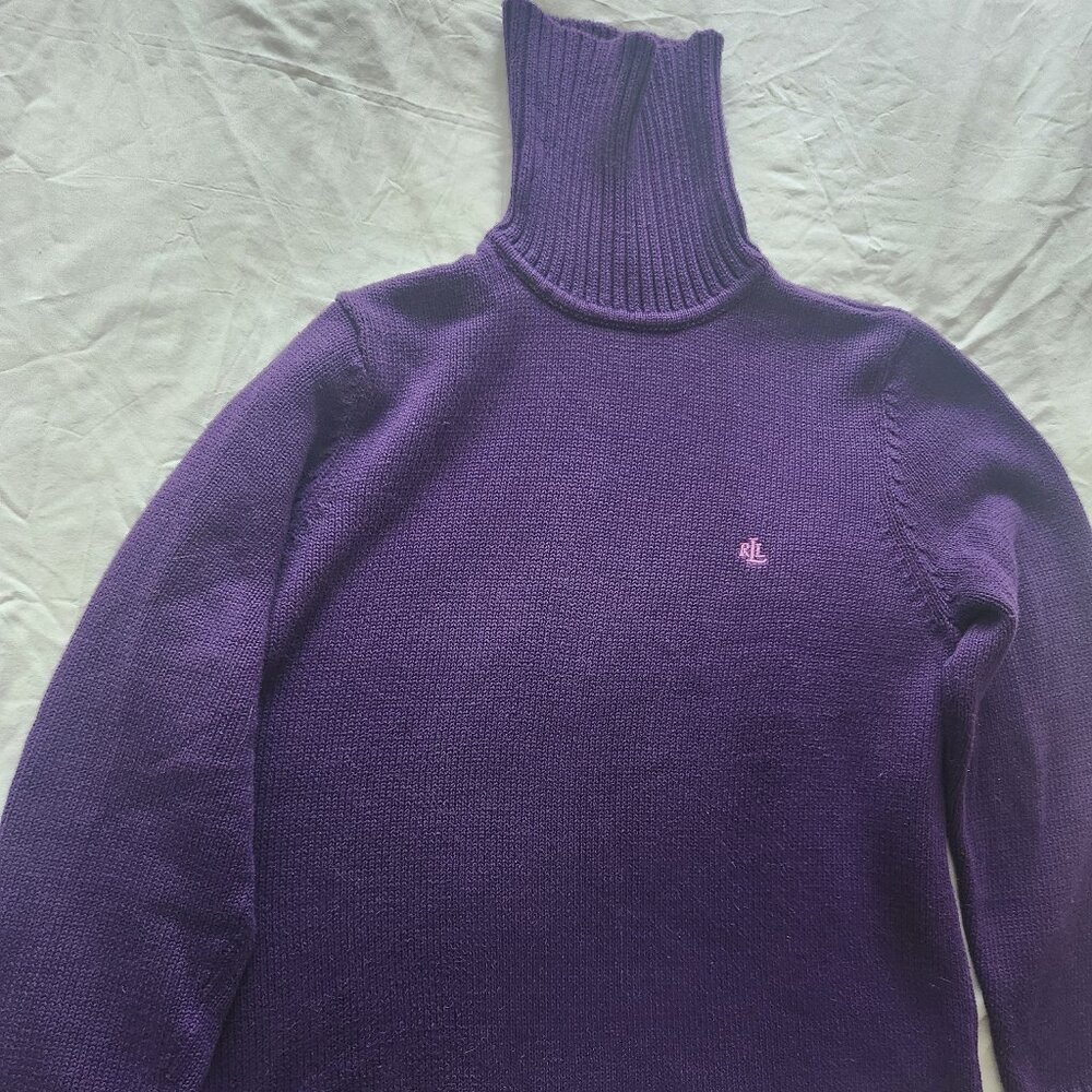 LAUREN RALPH LAUREN women's Sweater size XL Purple 100% Cotton